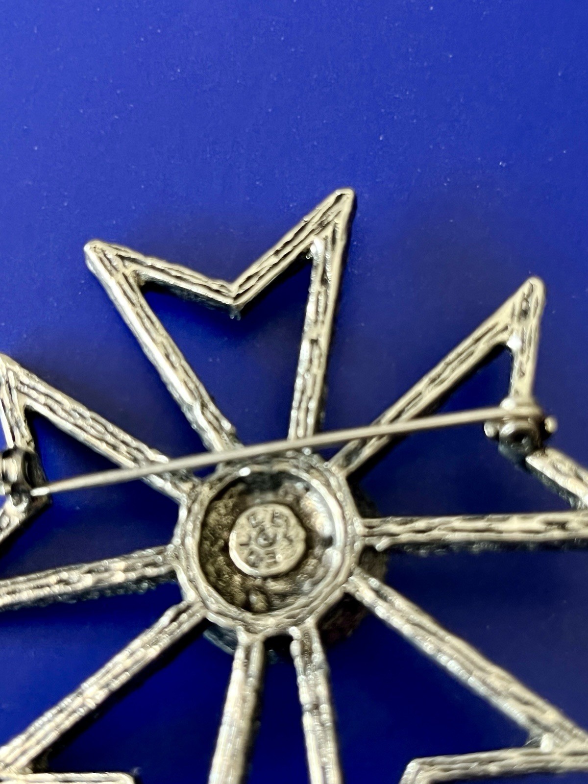 Vintage Edlee Maltese Cross Brooch silver Stones Layered Design Signed