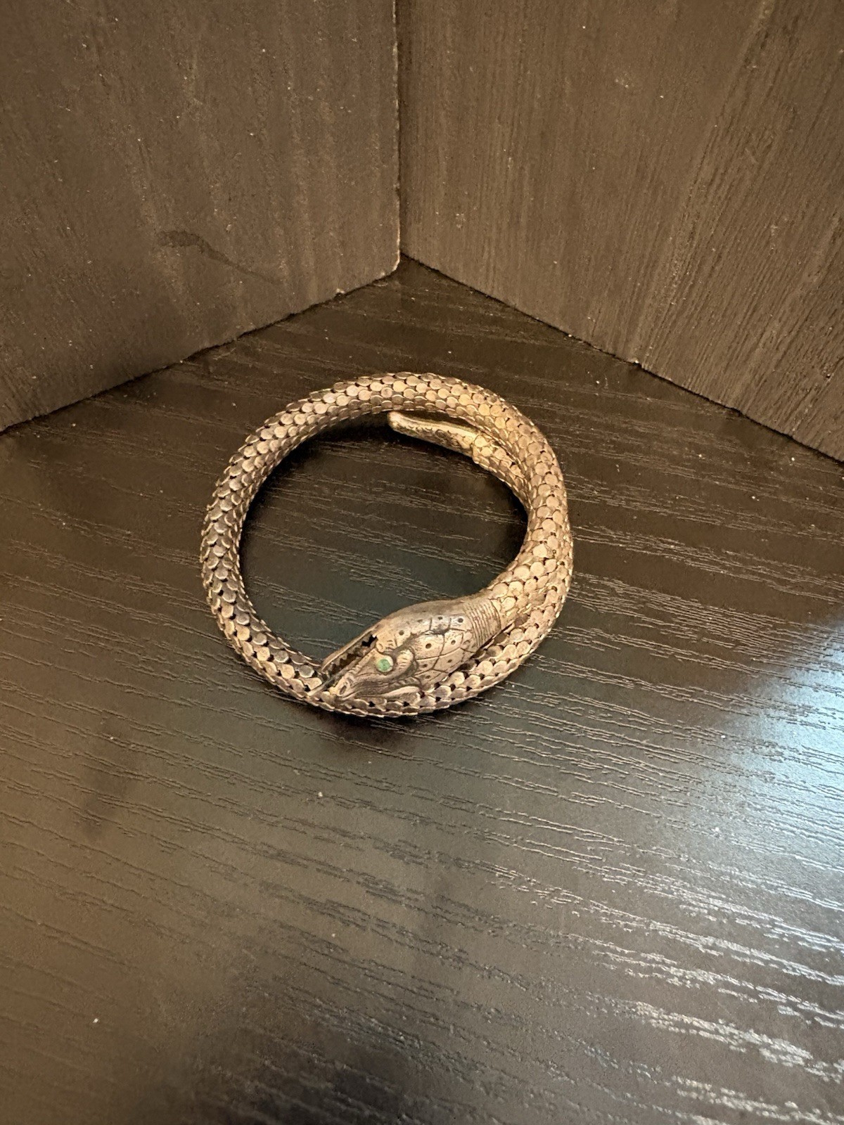 whiting & davis bracelet snake serpent sterling wrap mesh adjusts nice patina