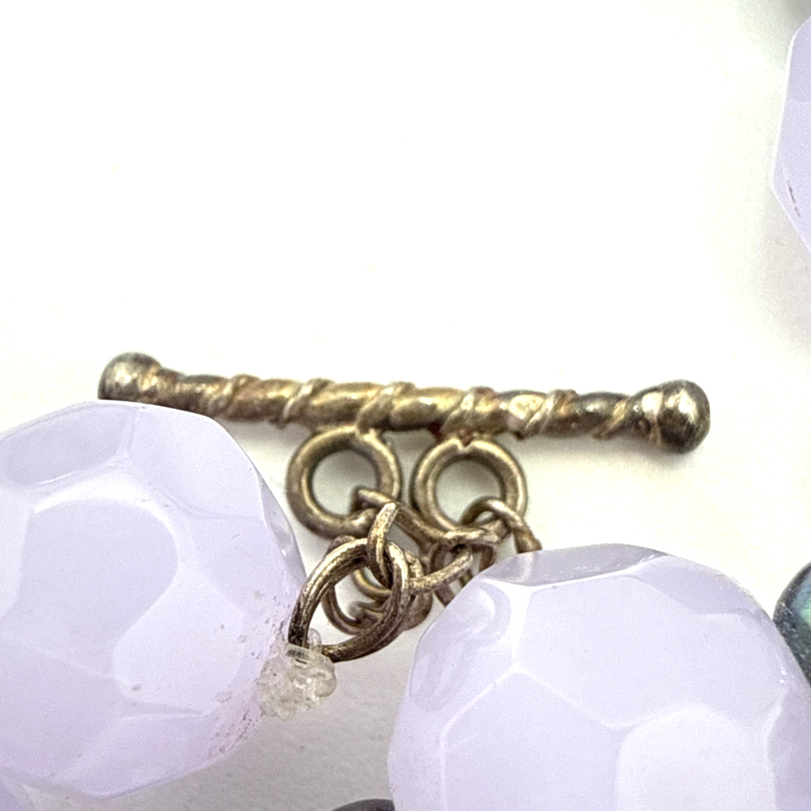 Genuine Baroque Pearl Purple Faceted Glass Bead Necklace 925 Sterling Silver 23″