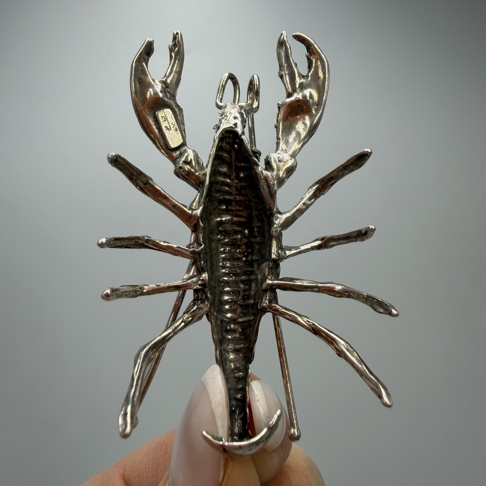 Vintage Italian 800 Silver Lobster Figurine Miniature Collectible Statue