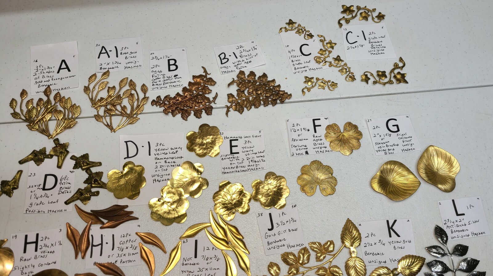 Huge Lot #69 All Flower Leaves BENDABLE 98% are Miriam Haskell Jewelry Findings