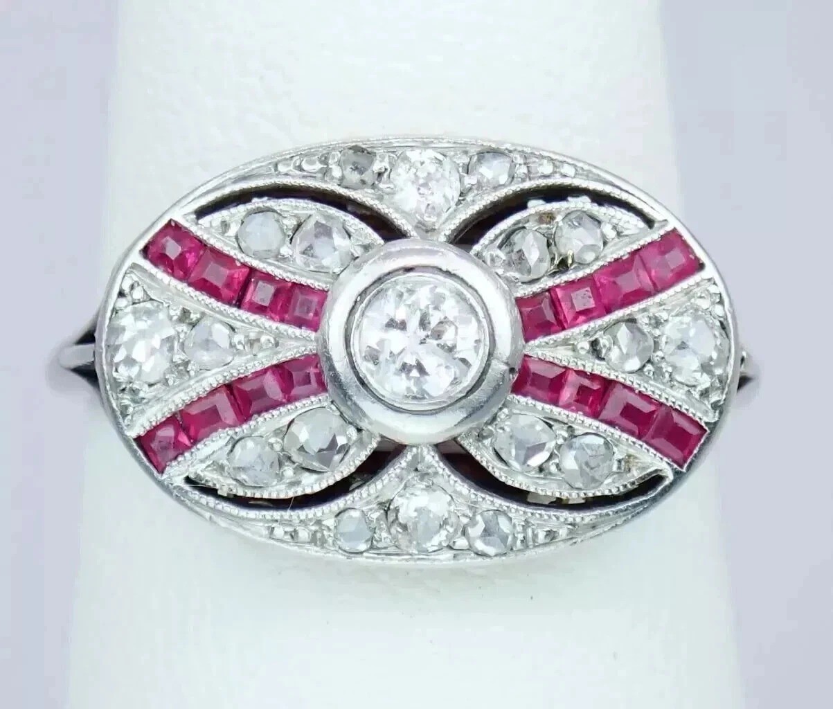 1.23Ct Art Deco Style Lab Created Diamond Wedding Anniversary 925 Silver Ring