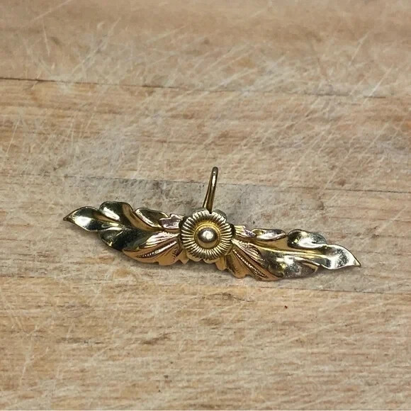 Antique Gold Floral Leaf Convertible Pendant Brooch
