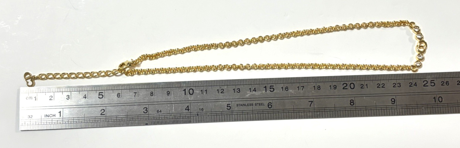 Christian Dior necklace pendant with rhinestones CD logo gold plated Vintage