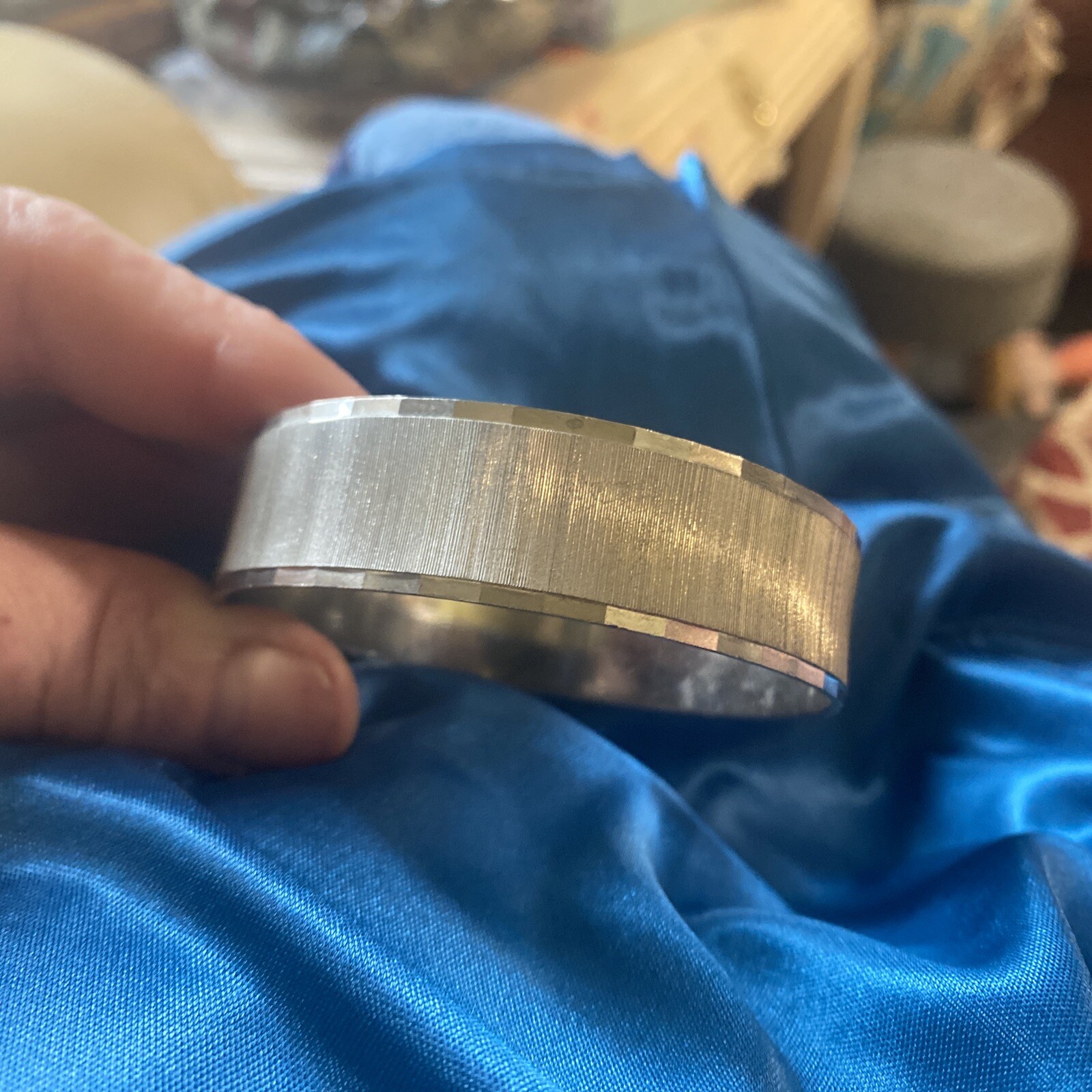 Vintage Monet Bangle Bracelet brushed etched Silver Tone Metal Singed🔥BRILLIANT