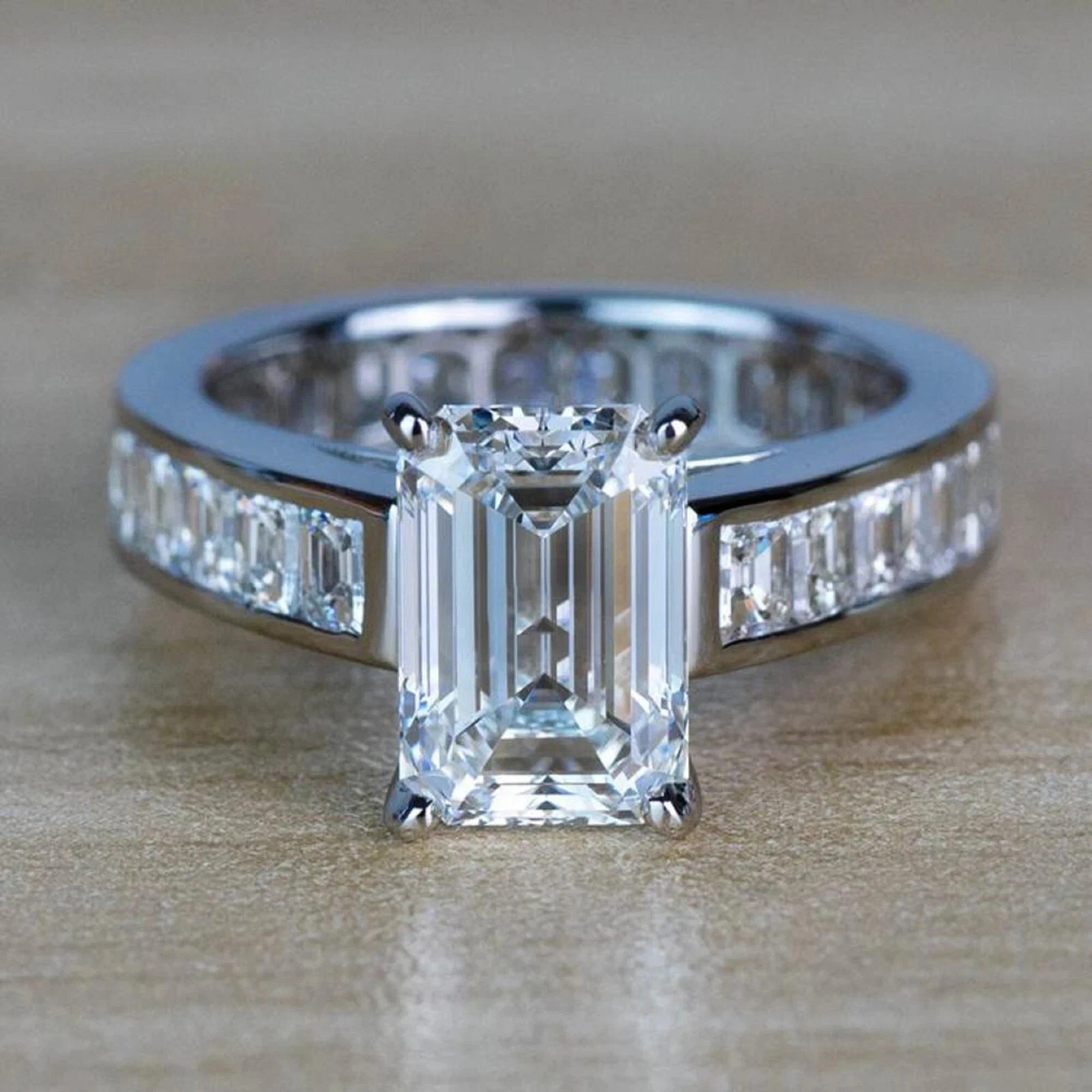 2Ct Art Deco Style Lab Created Diamond Engagement Wedding 14K White Gold FN Ring
