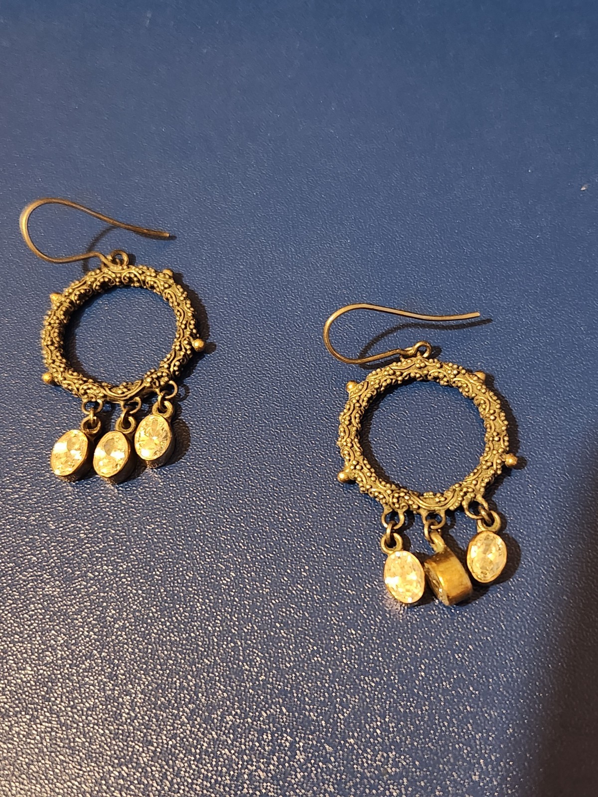 Sterling Silver White Stone Dangle Earrings