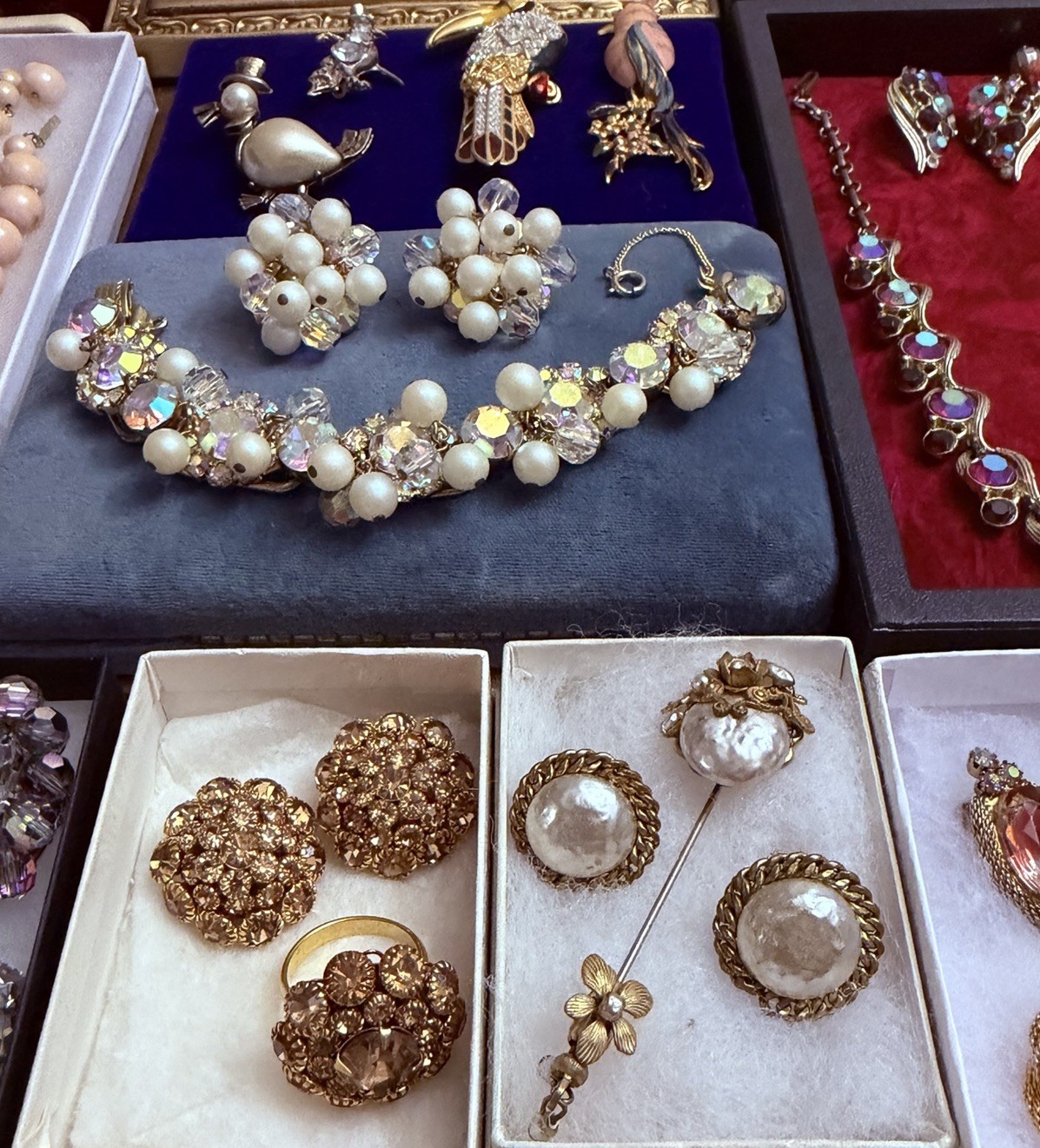 Vintage Rhinestone Jewelry Lot Haskell Weiss Juliana Crown Trifari Givenchy +