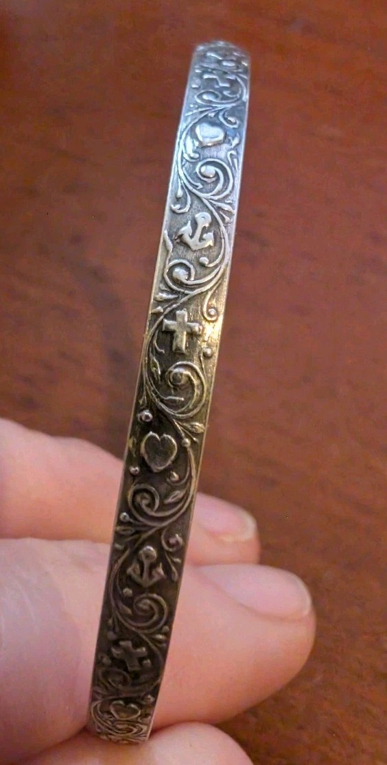 Vintage Sterling Silver Bangle Set 4pc Coro Mexico Faith Hope Charity Danecraft