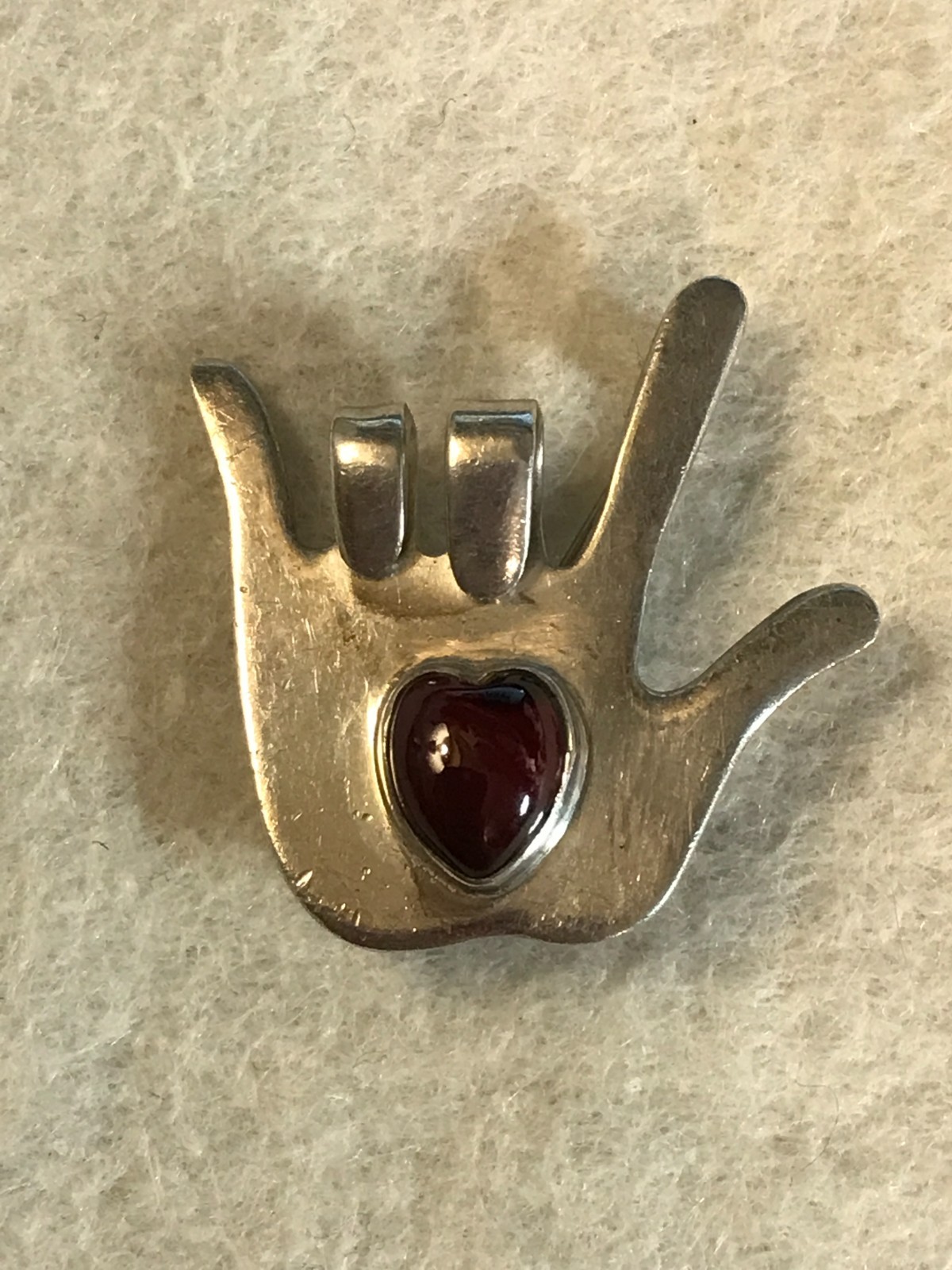 Vtg Sterling Silver GREAT FALLS METAL WORKS I Love You Hand Sign Language Pin