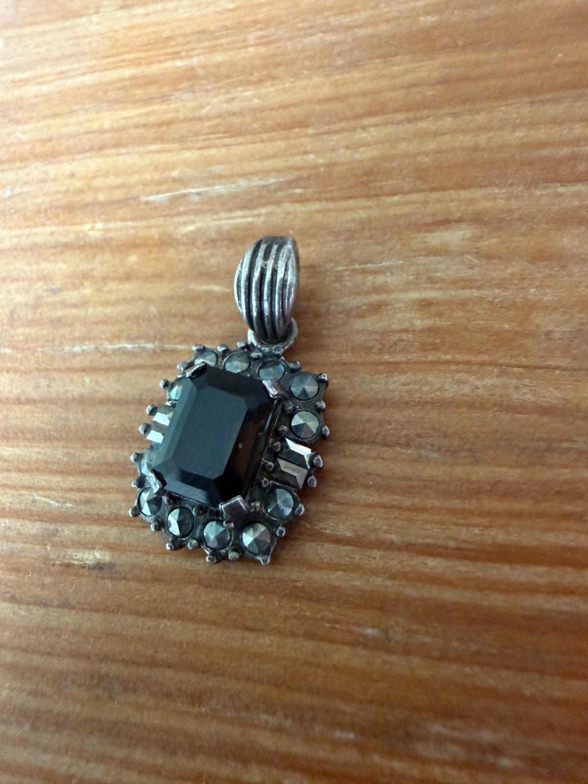 Lovely Antique Sterling Silver pendant with Smoky Quartz and Marcasite
