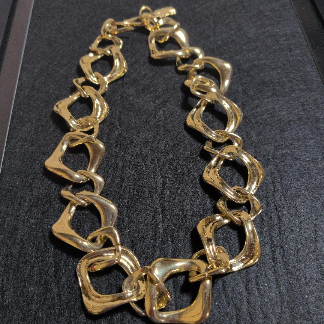 Yves Saint Laurent YSL Chain Necklace Gold Tone Chunky Vintage
