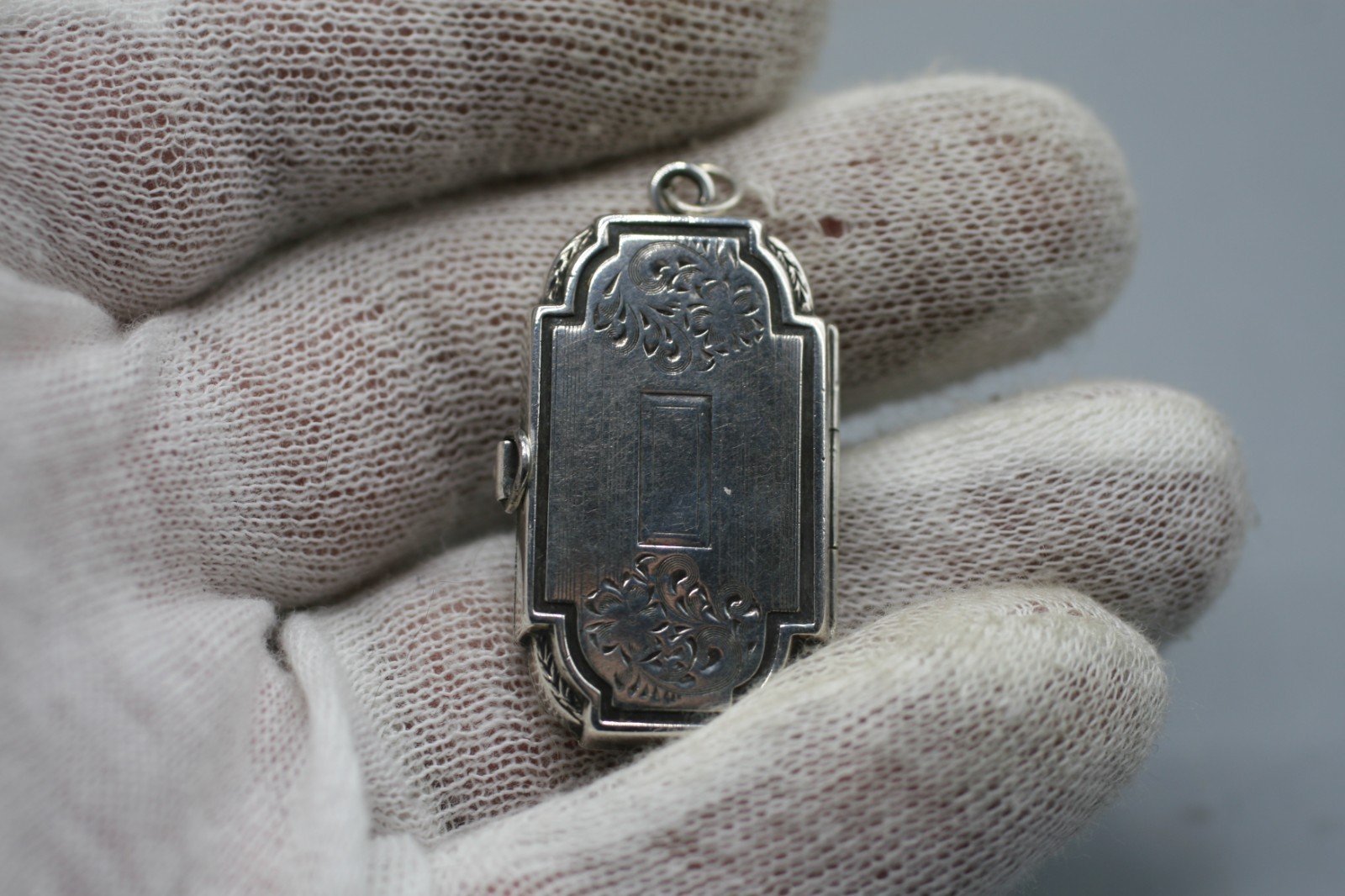 ORIGINAL Antique Deco STERLING SILVER 925 Pendant Vintage Lozenge Locket R10
