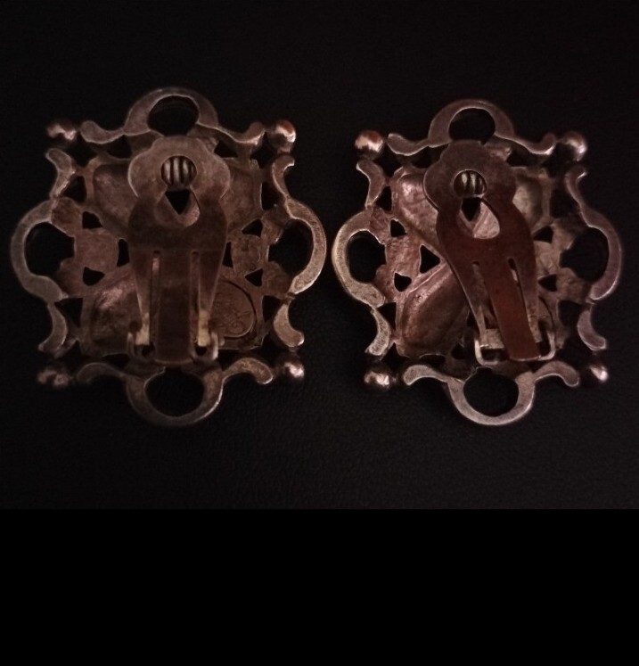 CL/VINTAGE CRAIG LEONARD CLIP ON EARRINGS/RHINESTONE/RARE!