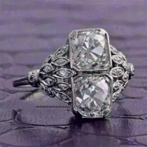 Art Deco Style 4.75Ct Lab Created Diamond Statement 925 Silver Engagement Ring