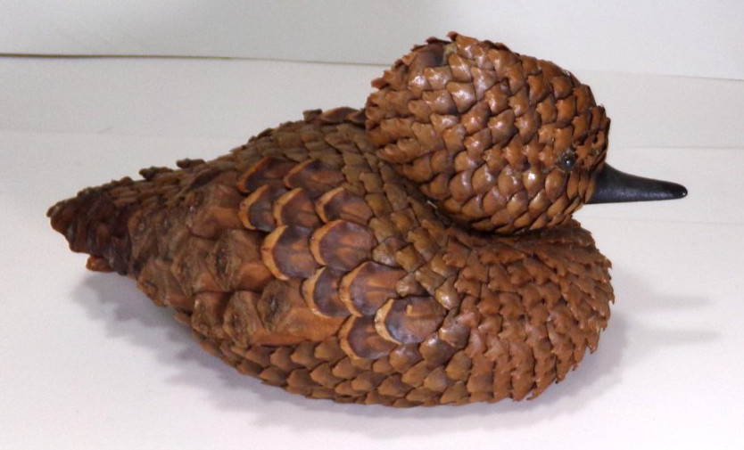 Handmade Pine Cone Duck Folk Art Figurine Rustic Craft WV14