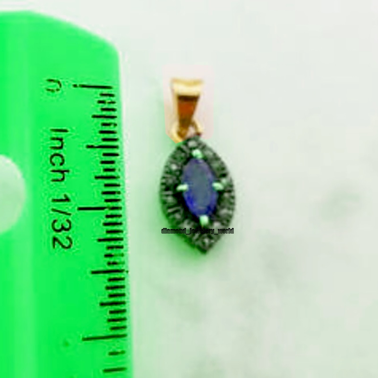 Amazing 0.50ctw Rose Cut Diamond Sapphire Studded Silver Vintage Pendant Jewelry