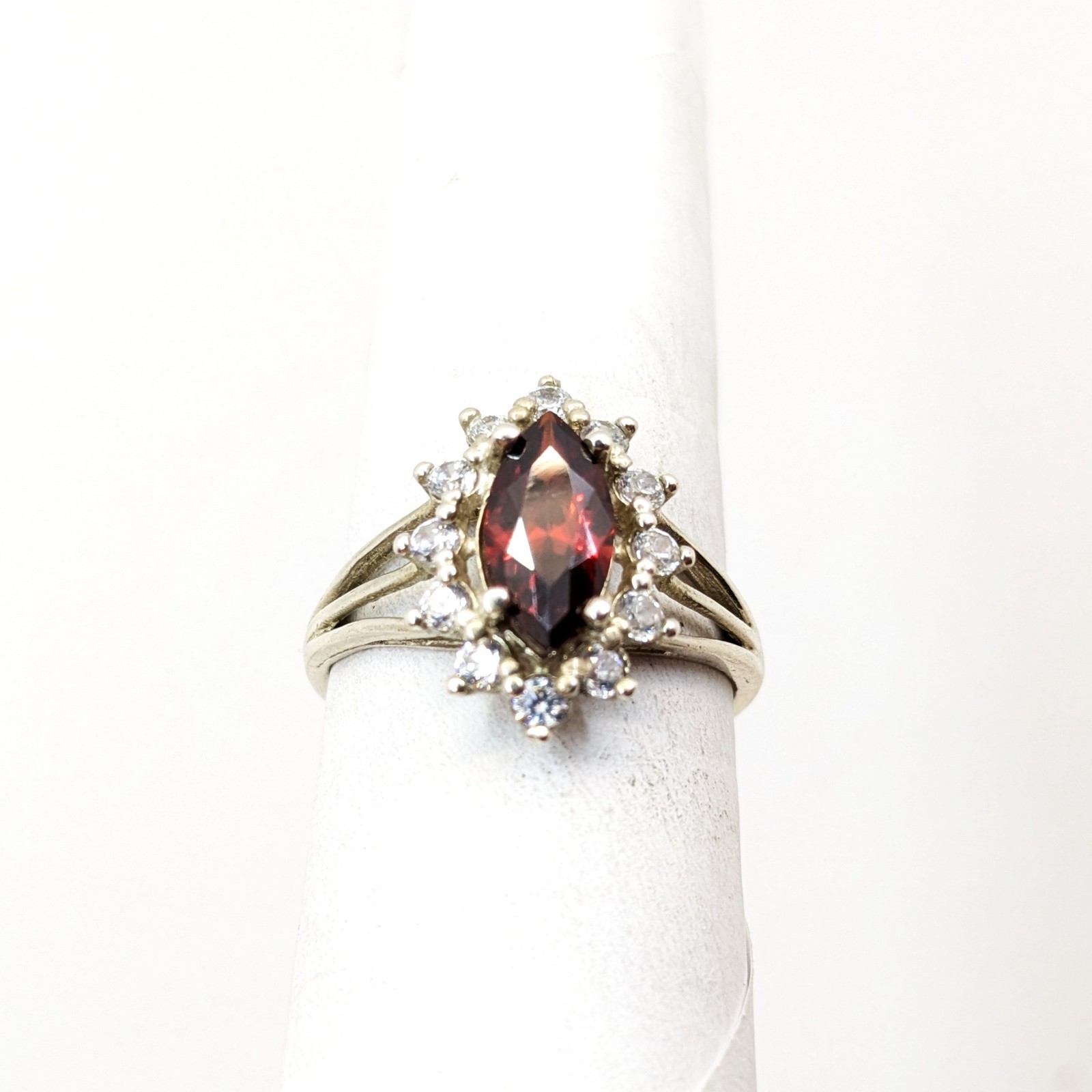 Vintage Luxury RING Silver 925 with Big Bright Stone -size: 7.5US (17.5mm) | #4