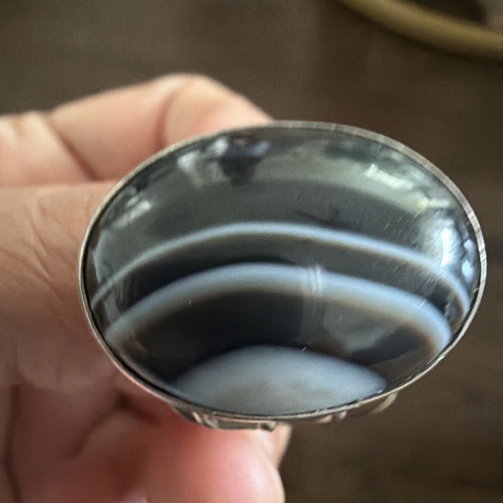 Vintage Sterling Silver Black Sardonyx Agate Statement Ring Size 9.5 12.5g