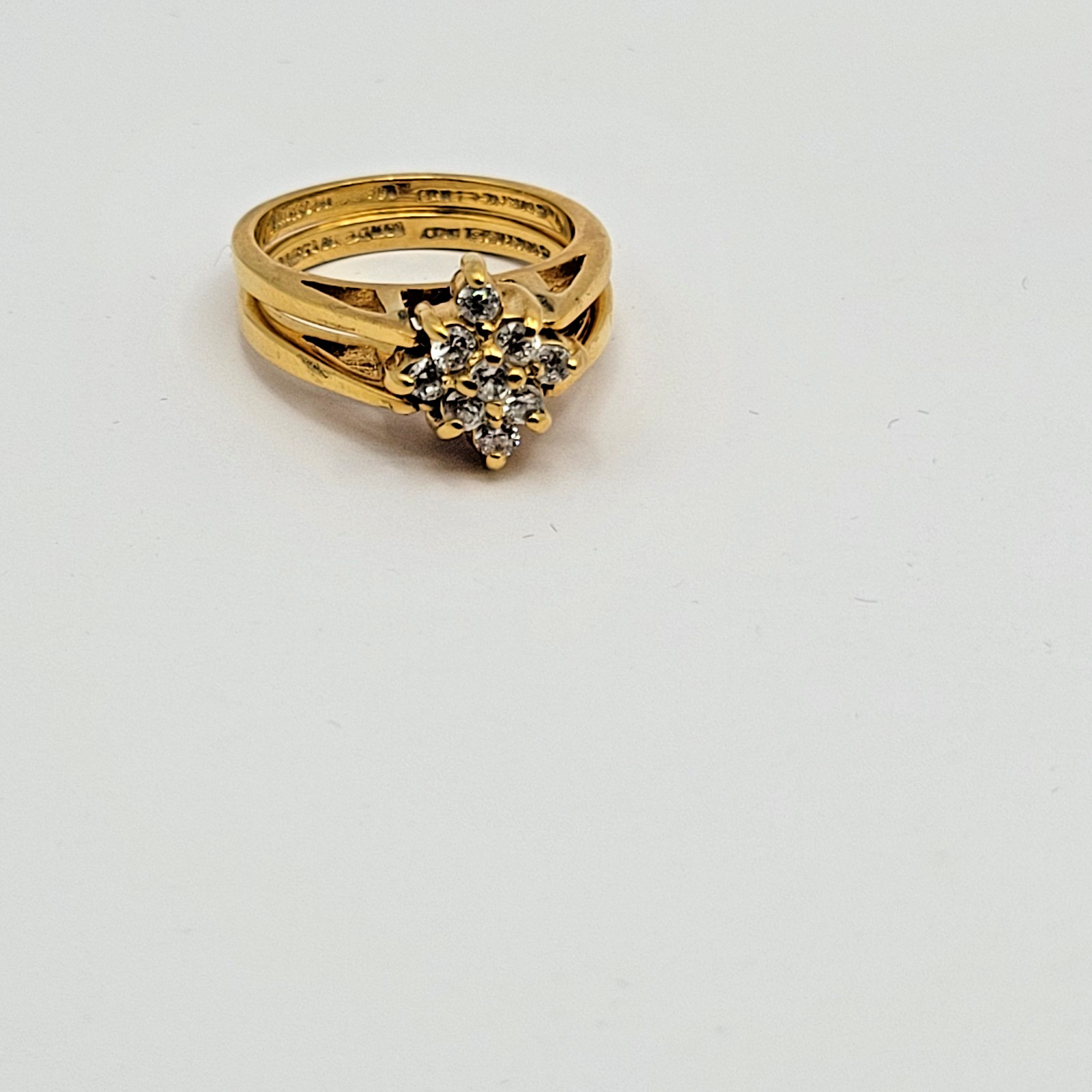 Vintage Lind 14k HGE Synthetic Garnet White Stone Reversible Flip Ring ~ Size 6
