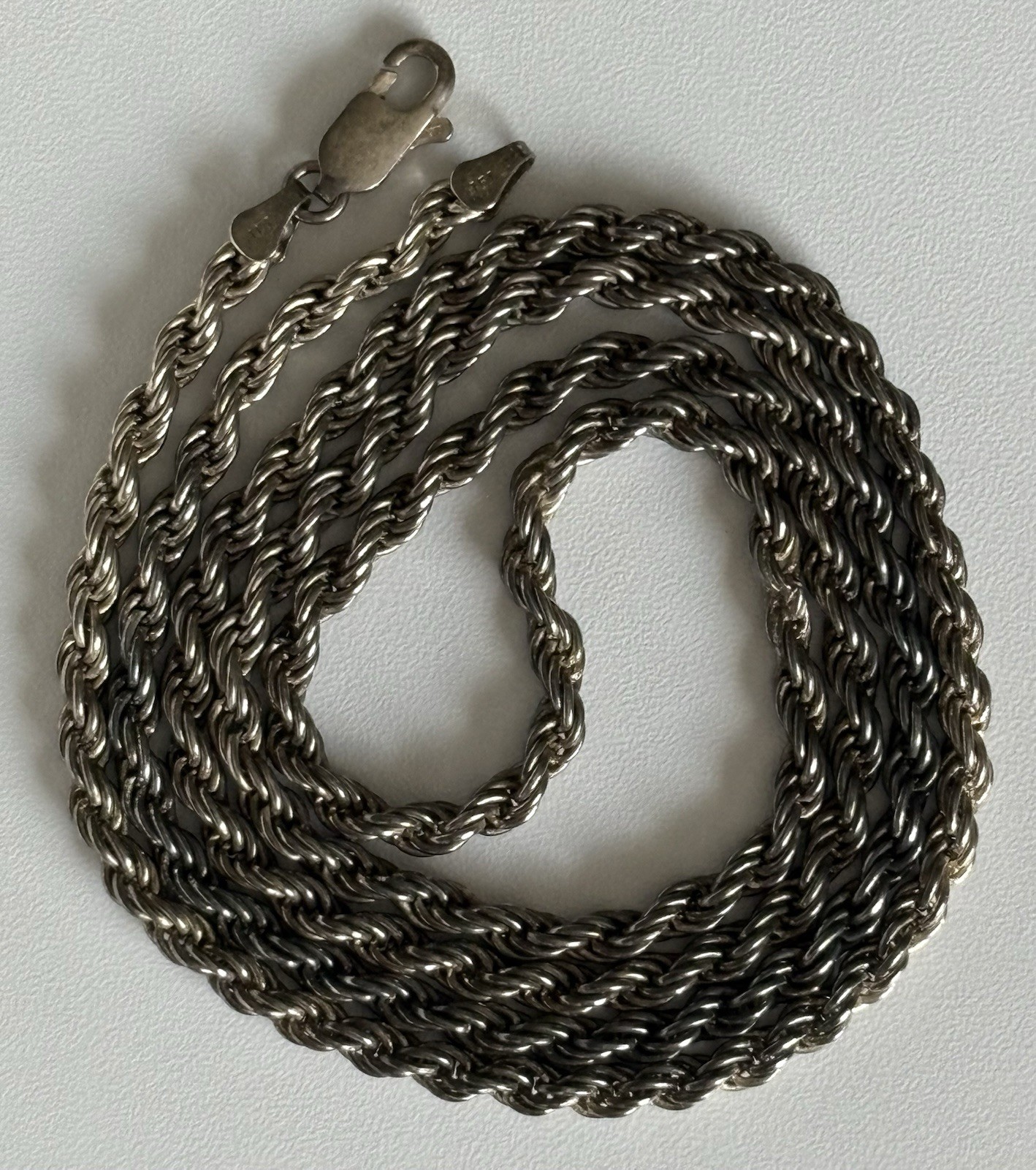 Vintage Sterling Silver 925 Twisted Rope Chain 30” Necklace 37.40g Italy 4mm TFT