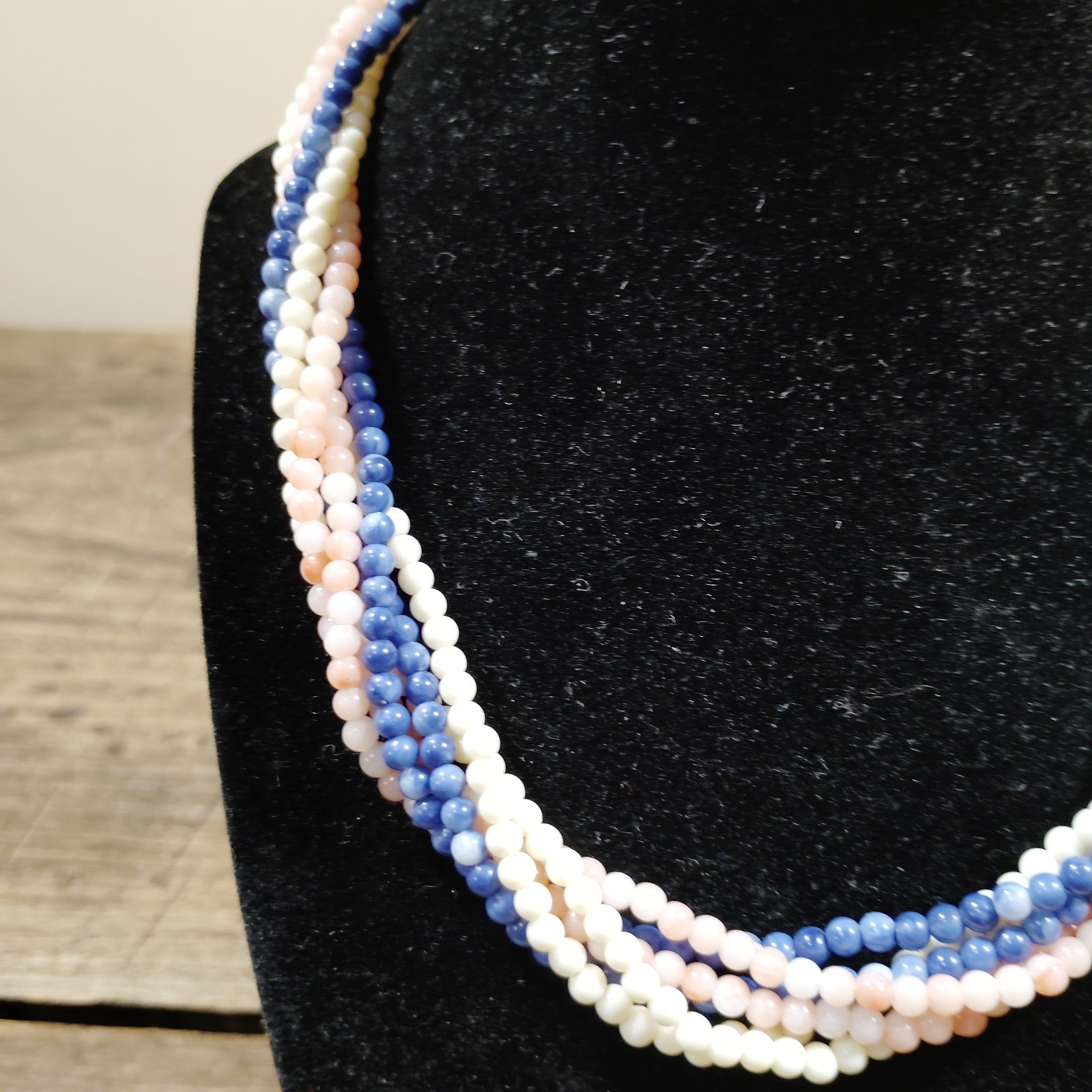 Vintage Twist A Bead Interchangeable Necklace w/ Clasp Pink White Blue