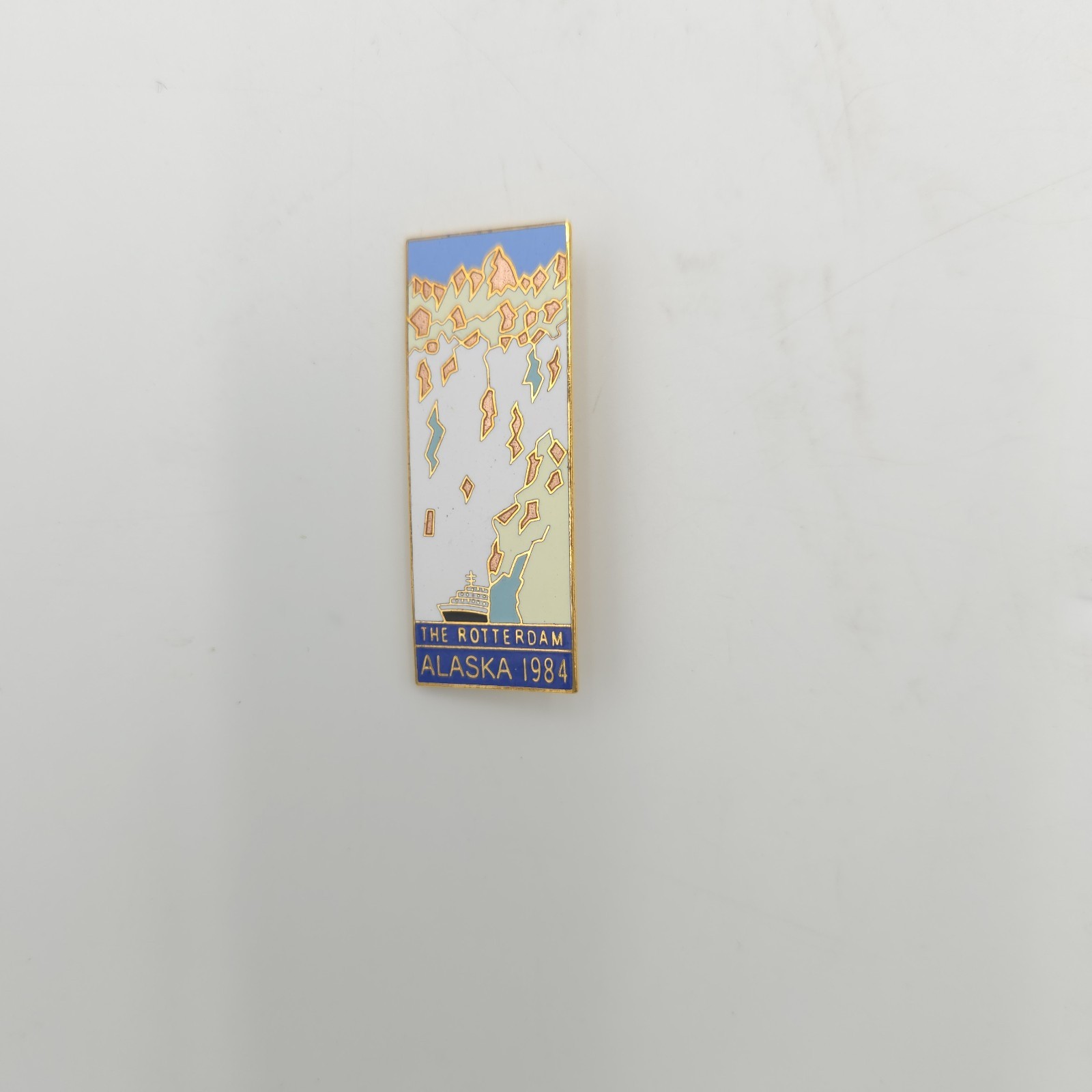 Vintage Alaska 1984 The Rotterdam Cruise Ship Map Enamel Lapel Pin William Spear