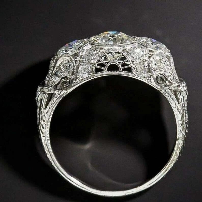 2.95Ct Art Deco Style Lab Created Diamond Anniversary 14K White Gold Finish Ring
