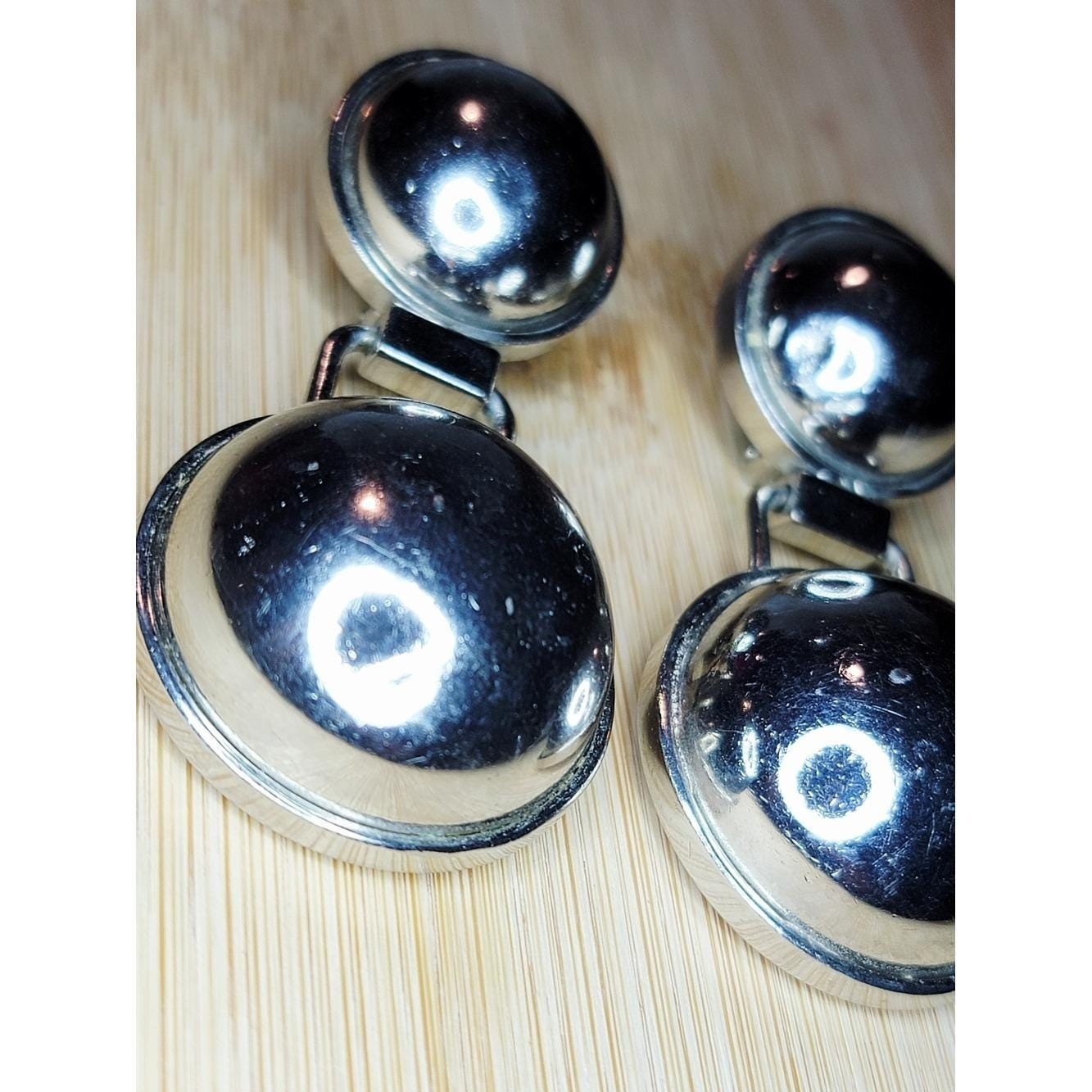 Vintage Bellini Silver Tone Dome Clip Earrings Large Modernist Statement 2.25″