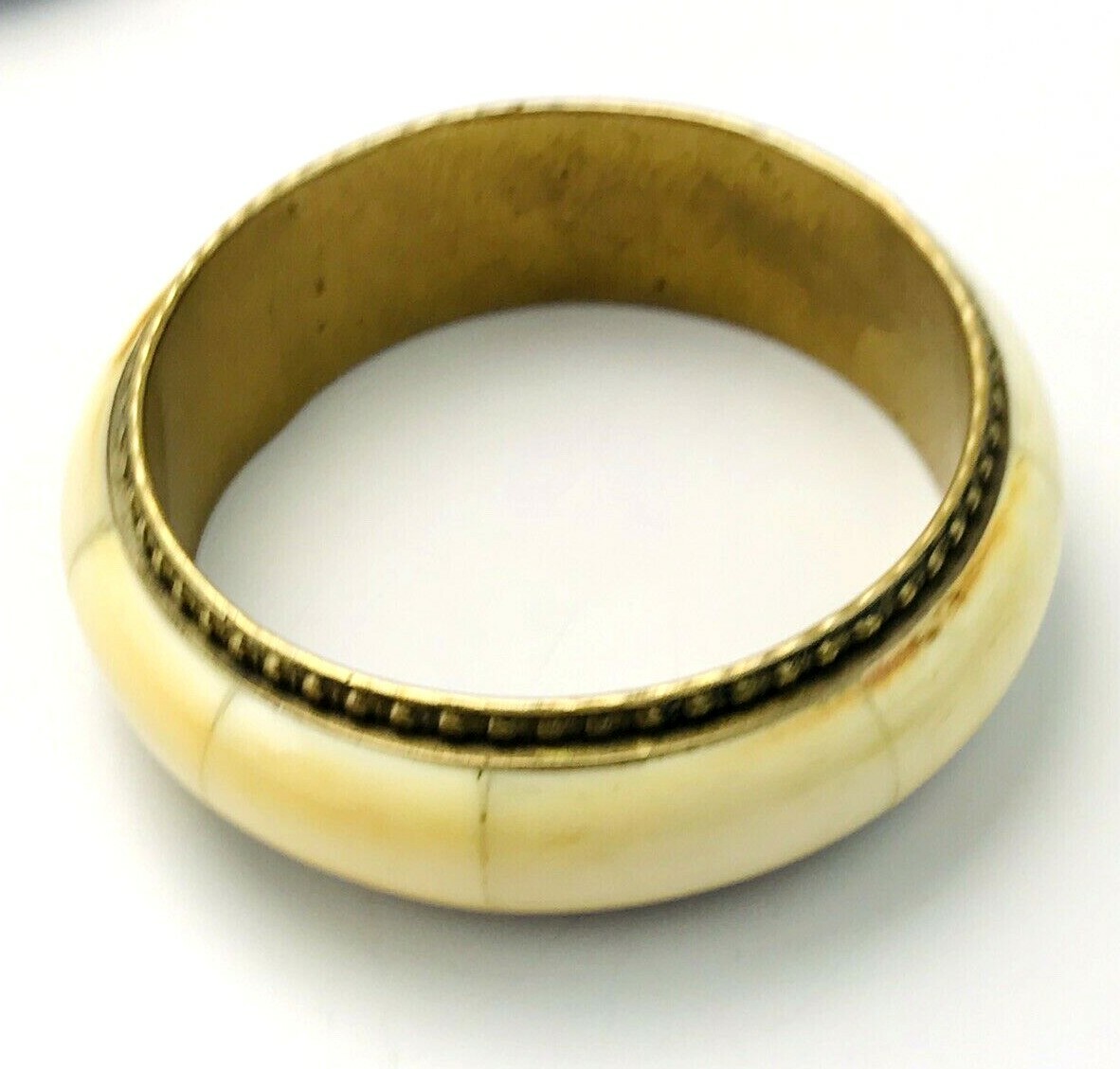 Lot of Three Vintage Brass Shell Inlay Bangle Bracelets India