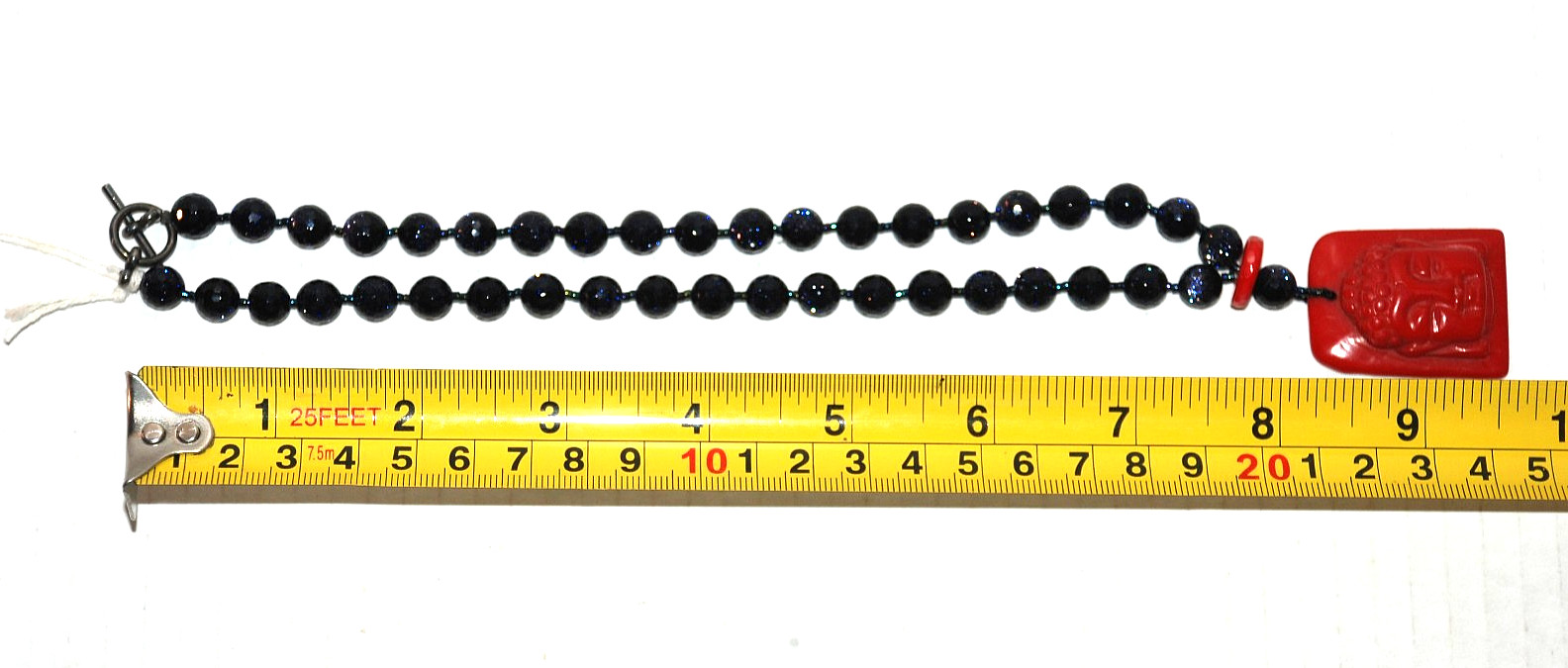 Blue Goldstone Coral Budda Choker Necklace Women’s Jewelry JOI N120 Vintage 1987