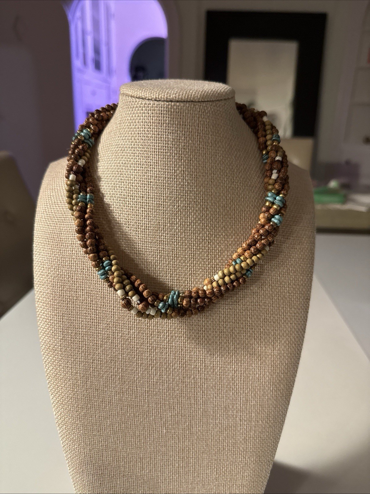 Vintage Napier Beaded Choker Necklace Bead Twist Costume Designer Jewelry