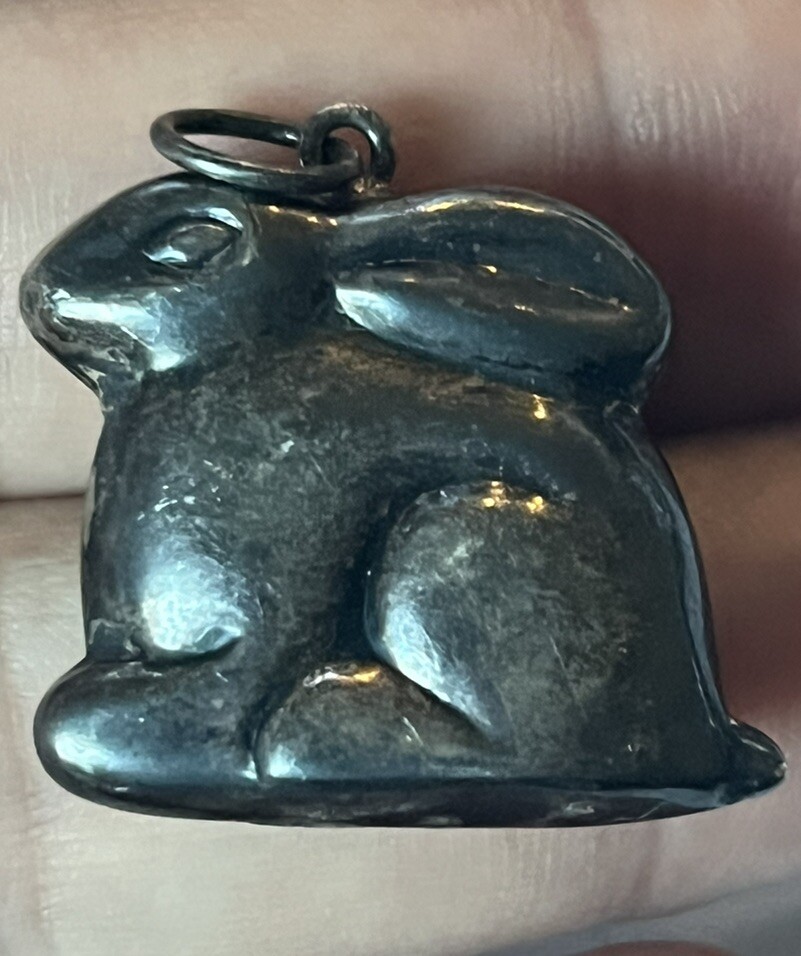 Vintage Sterling Silver Rabbit Charm Pendant