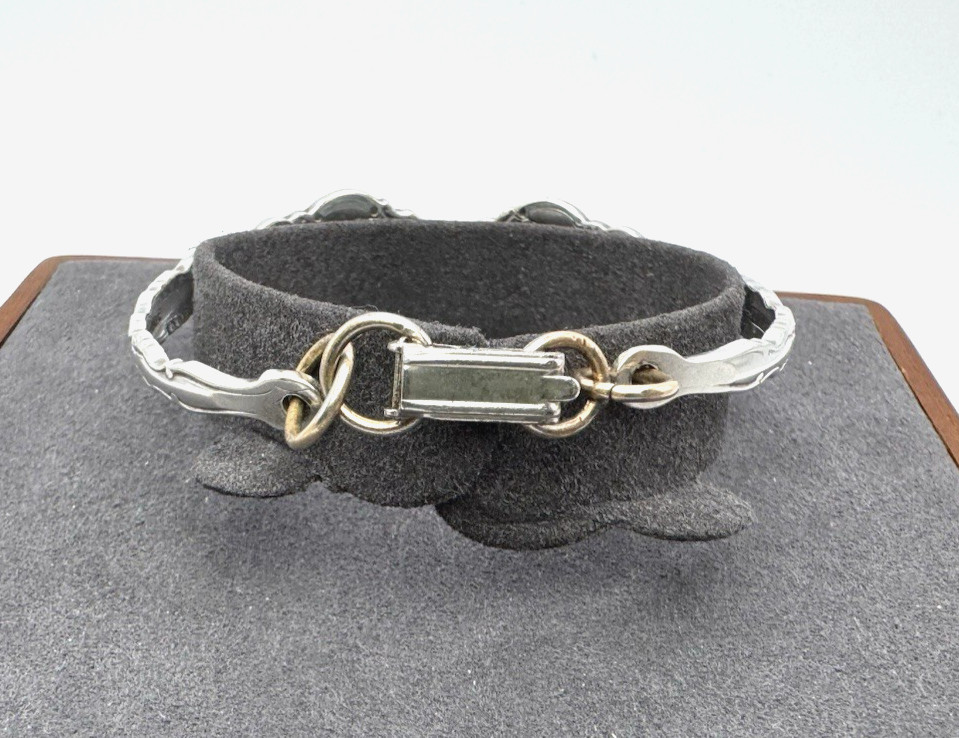 VINTAGE ESTATE SPOON ART SILVER PLATED BAR LINK BRACELET 6.75″
