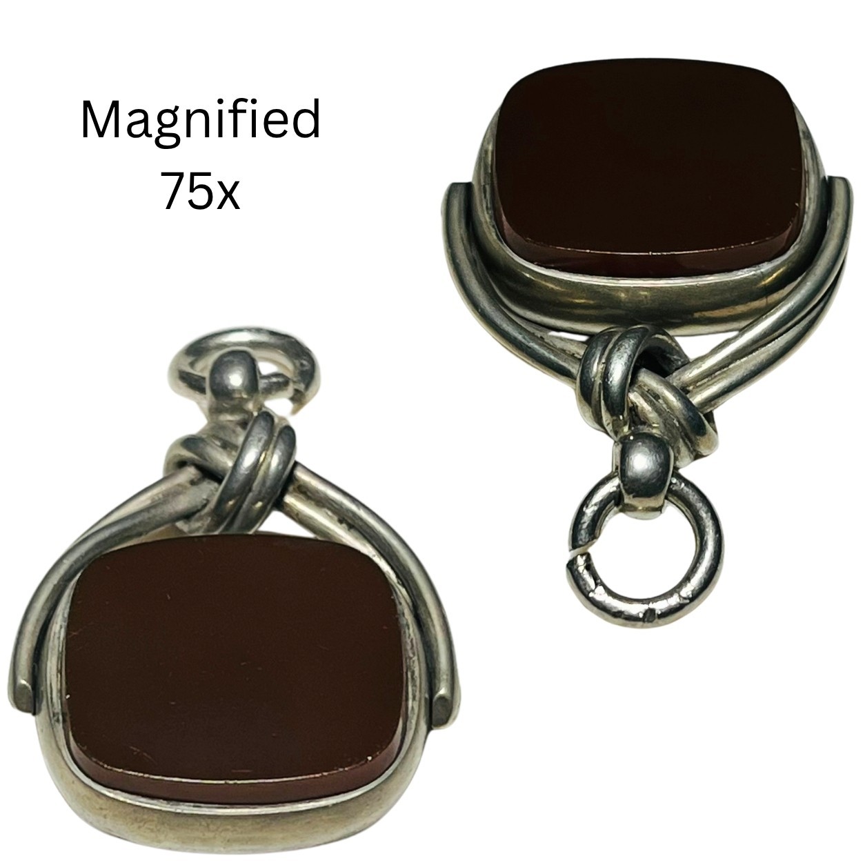 Antique 1899 Victorian Bloodstone + Carnelian Fob Pendant *Birmingham Silver*