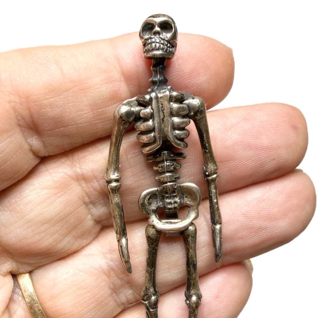 LUX Sterling Skeleton Pendant, Articulated, 17 grams, Solid Silver, Artisan