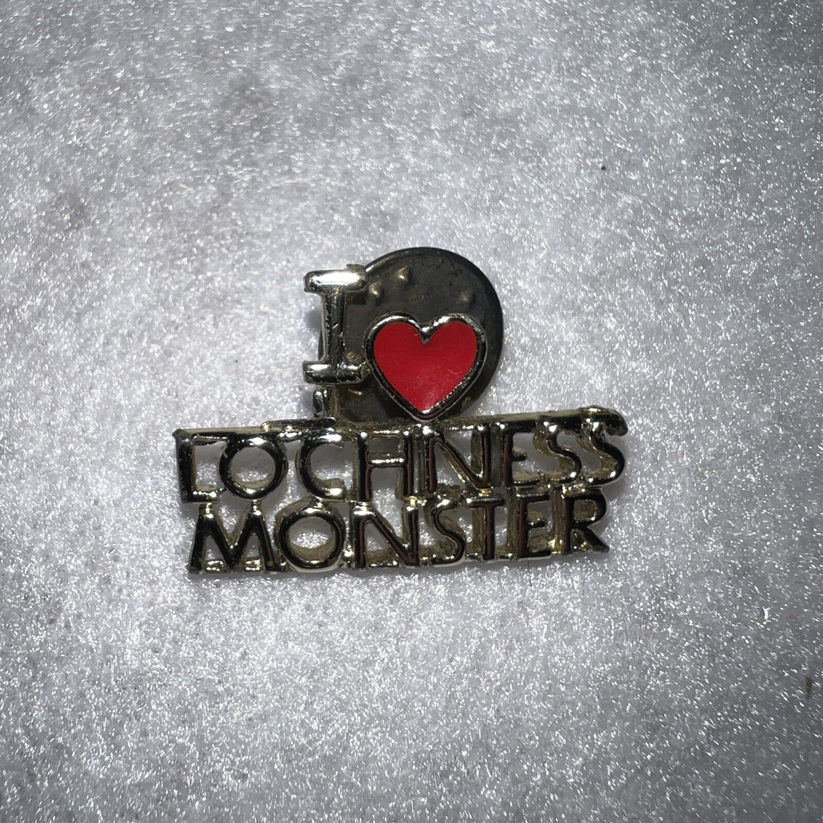 I Love Loch Ness Monster Rare Lapel Pin Red Enamel Heart Silver Tone