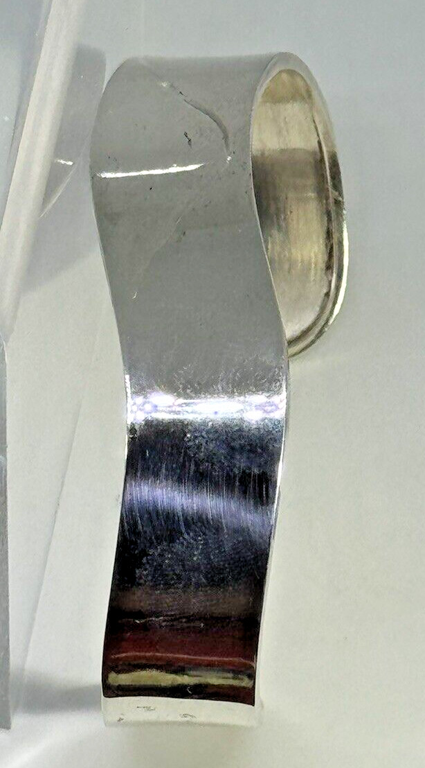 Artisan Smooth Wave Cuff Bracelet 925 Silver 16mm Adult Unisex Adjustable