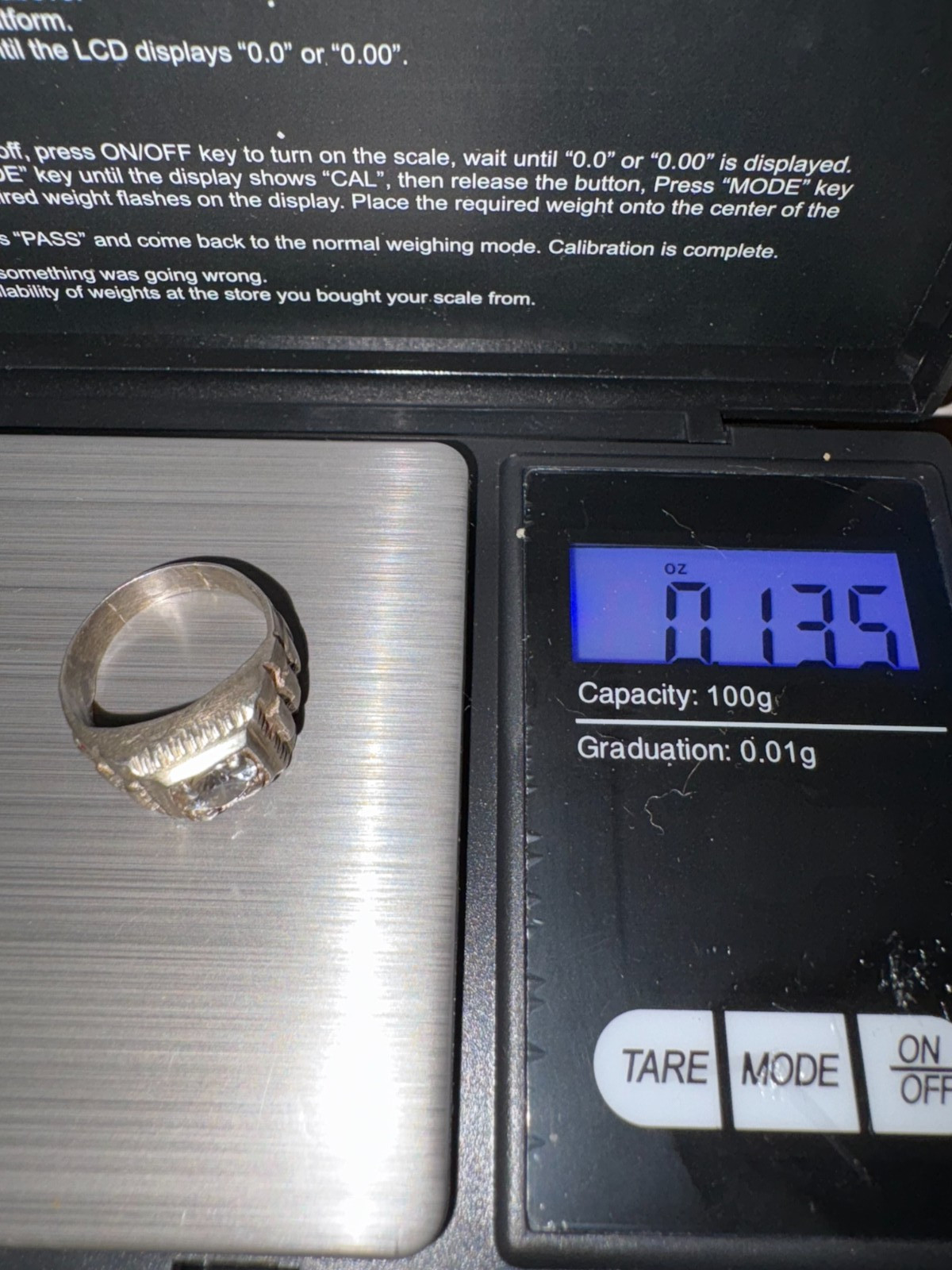 Vintage 925 Sterling Silver Chain Link Band CZ Stone Ring Handmade Size 4.75 US