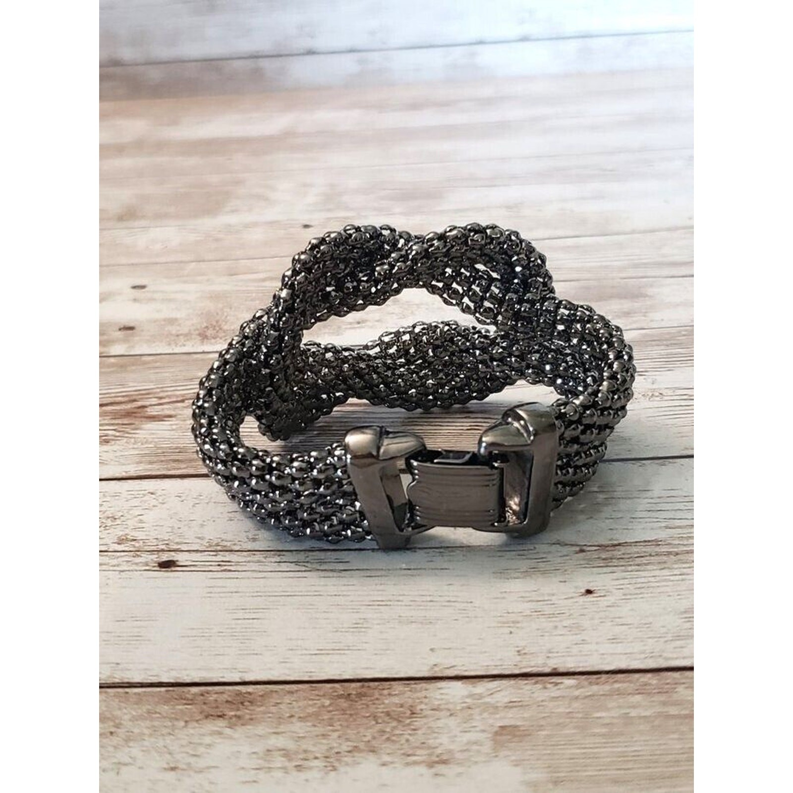 Vintage Bracelet / Bangle Dark Grey Knot Design Statement Chunky Bracelet