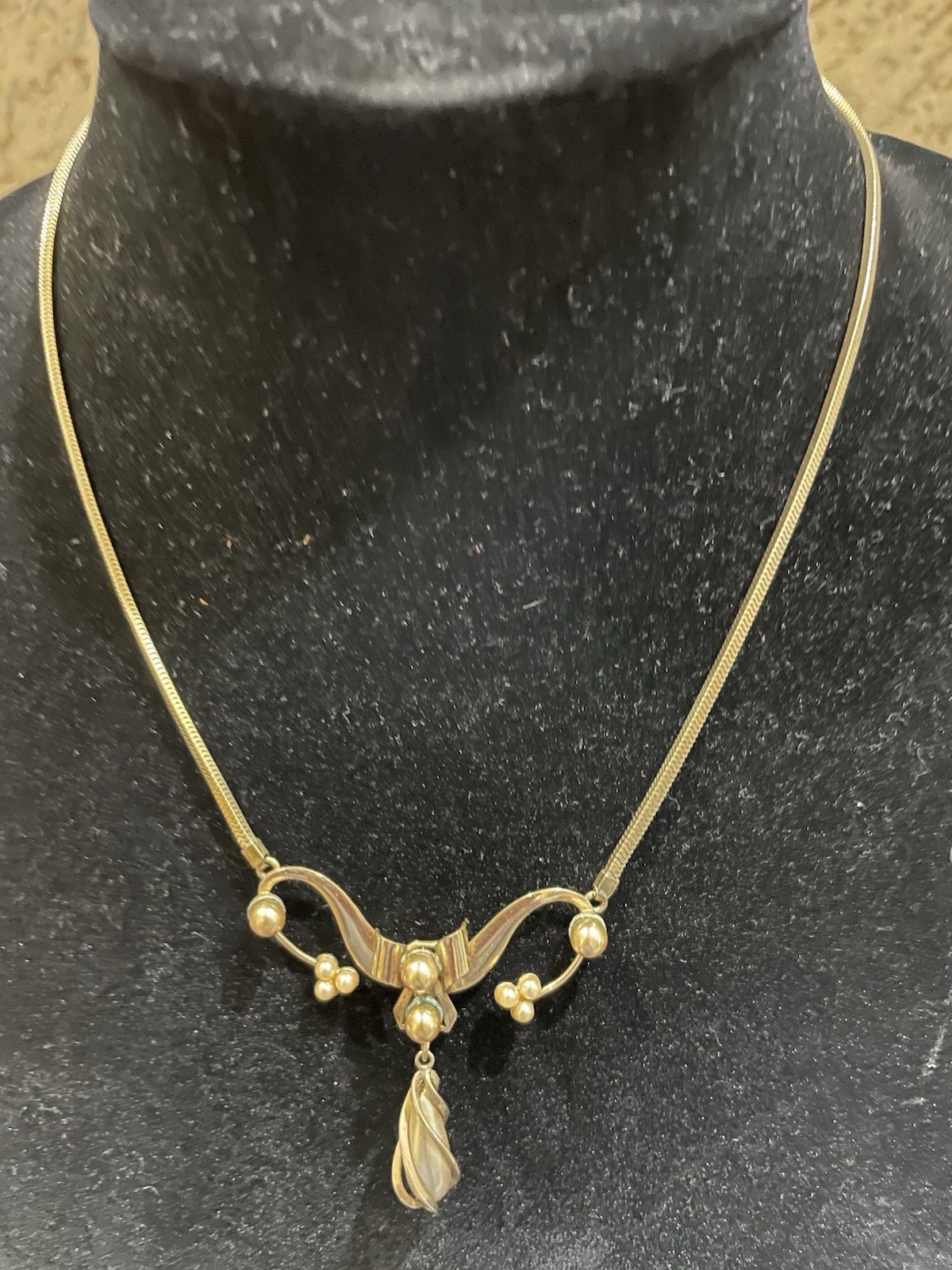 Vintage Carl Art 1/20 12KT gold filled Necklace intricate design caged pearl 16″