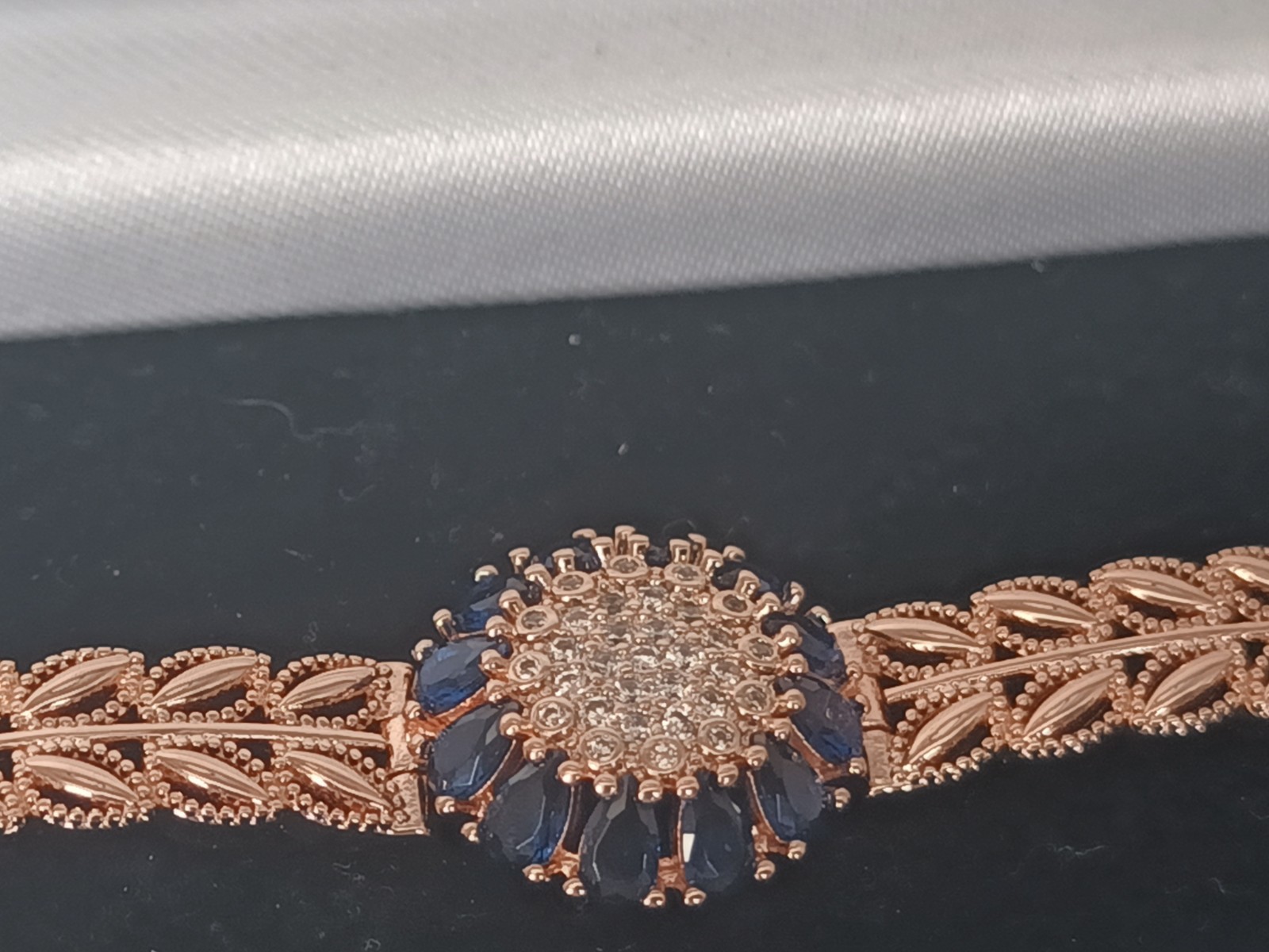 Vintage 1990-s Rolled Gold Sapphire Bracelet- Hallmarked 585 RG!!