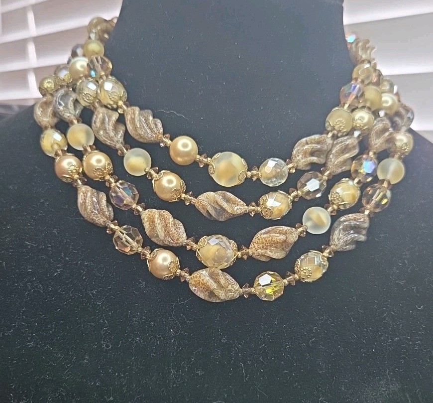 Vintage Vendome Necklace Bracelet Earrings Art Glass Parure