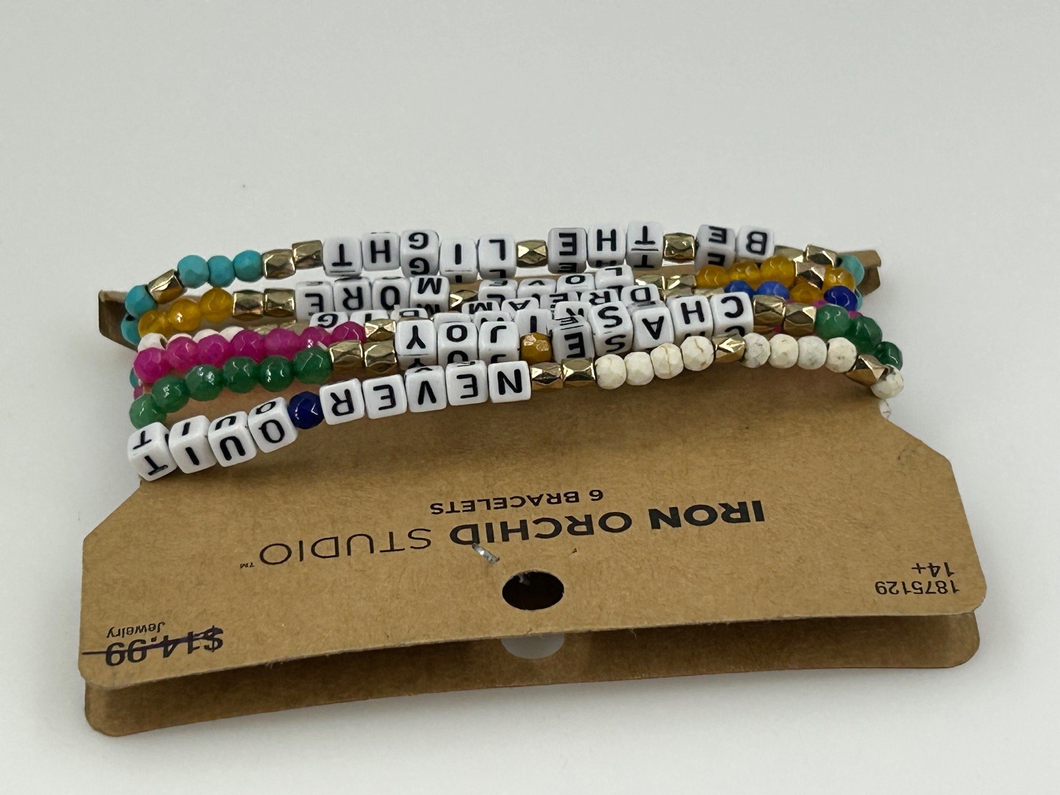 Iron Orchid Studio Beaded Stretch Bracelet Set Inspirational Words