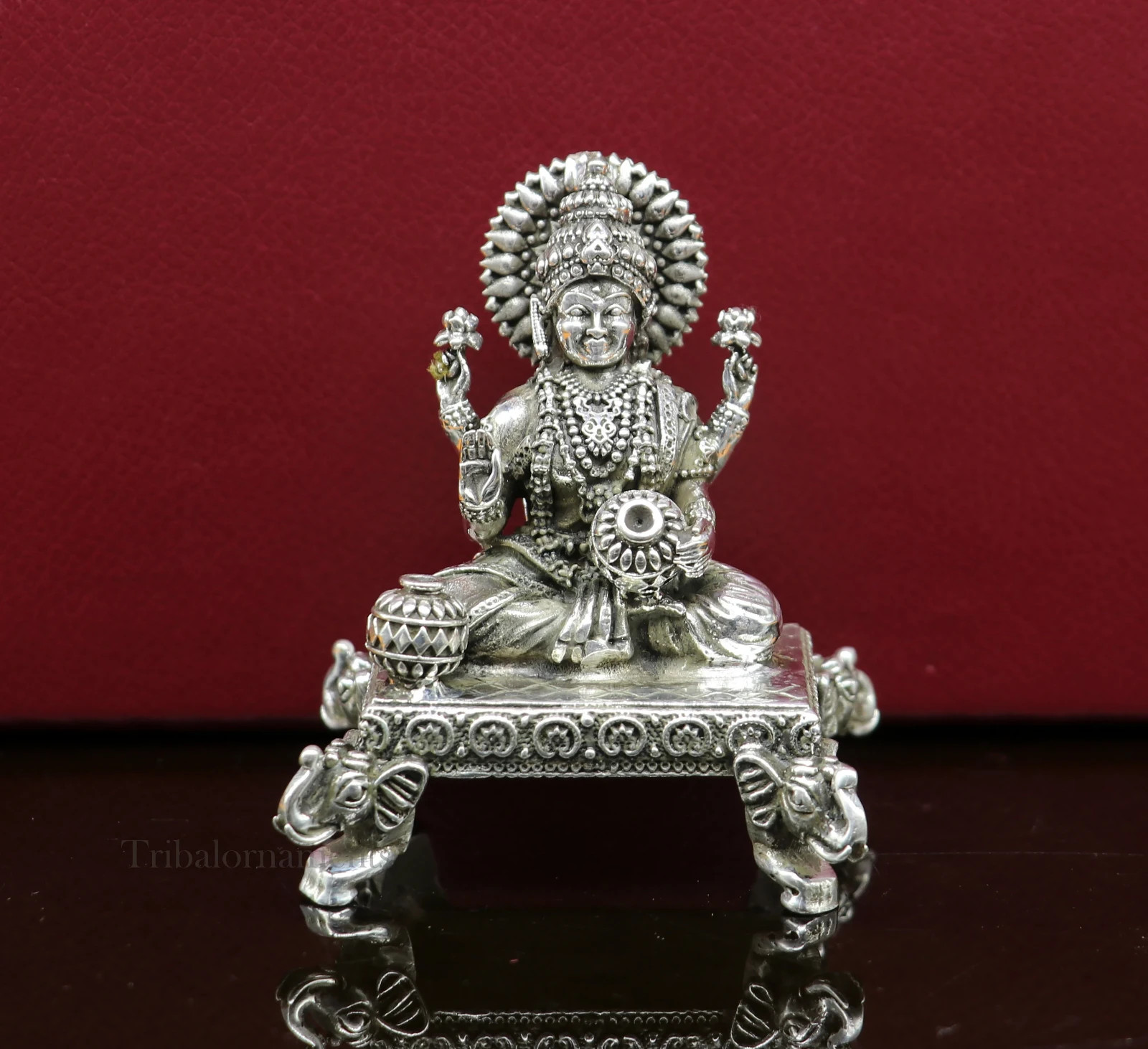 925 sterling silver Goddess Lakshmi sculpture figurine, puja article art226