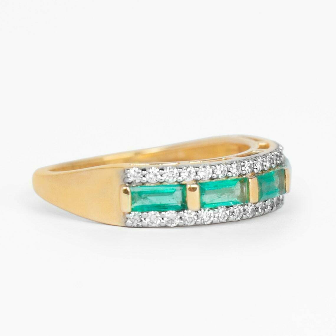 2Ct Lab Created Emerald Engagement Wedding Band Ring 14K Yellow Gold Plated