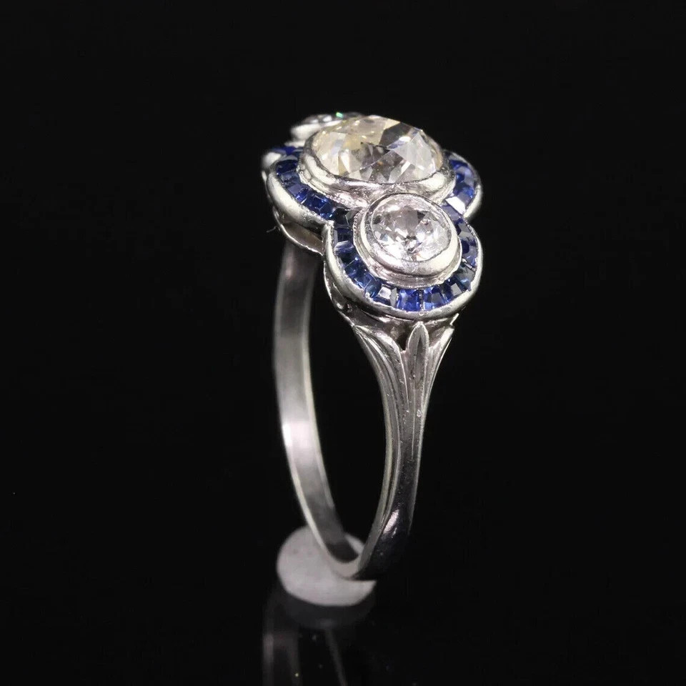 2.55Ct Art Deco Style Lab-Created Diamond Engagement 14k white Gold Finish Ring