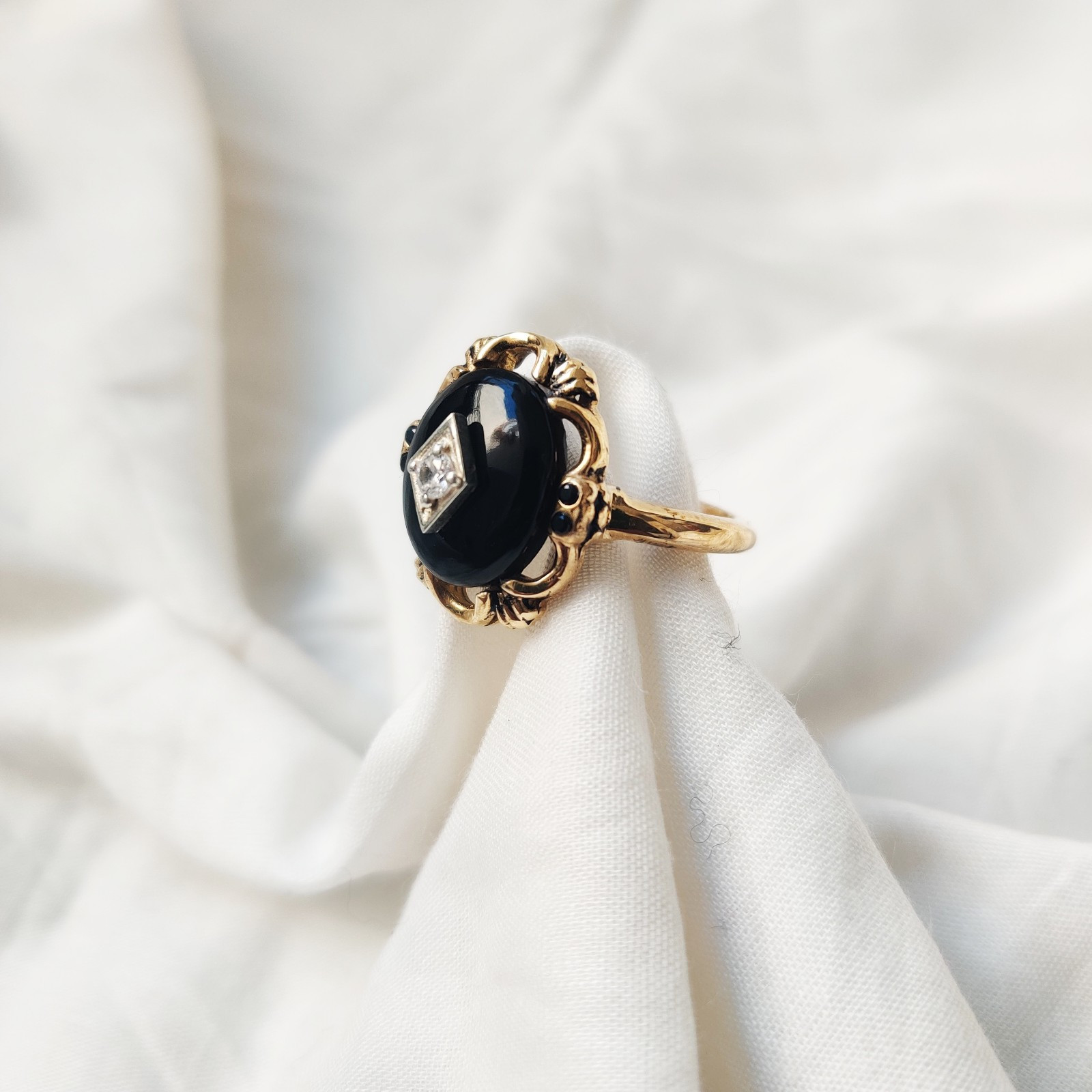 antique 925 silver vintage Victorian art deco handmade black onyx ring best gift