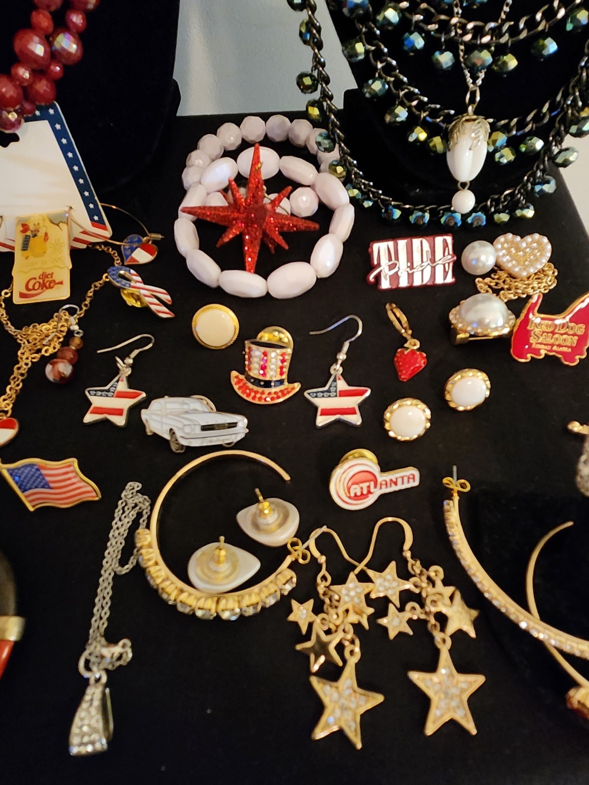 July Joy! Red White & Blue Vintage To Modern Asst Costume Jewelry Lot