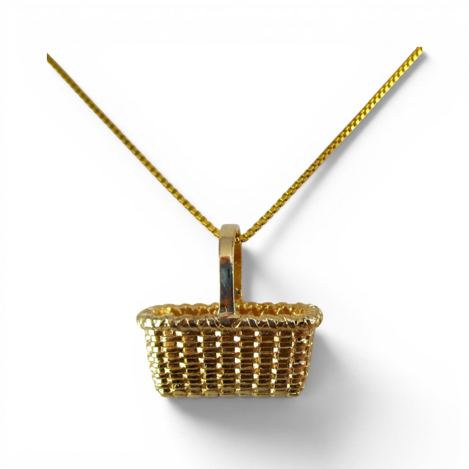 Gold Vermeil over Sterling Silver Gathering Basket Pendant Brown County BCB